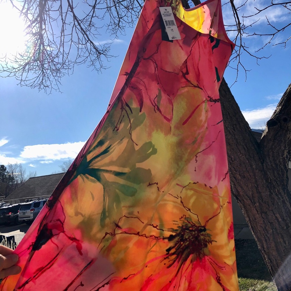 Natori Gala Sexy Lingerie Slip Dress in Vibrant Multi-Colored Print